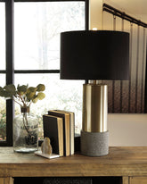 Prime Furniture - Ashley Furniture - Jacek Lighting - Metal Table Lamp (Set of 2) / Gray/Brass Finish - L243164